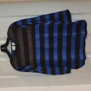 Chicos Zenergy royal blue and black stripe with beading medium